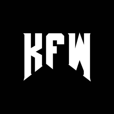 Teknoloji şirketi için KFW harf logosu tasarımı. KFW logo tasarımı siyah ve beyaz renk kombinasyonu. KFW logosu, KFW vektörü, KFW tasarımı, KFW simgesi, KFW alfabesi. KFW tipografi logosu tasarımı.