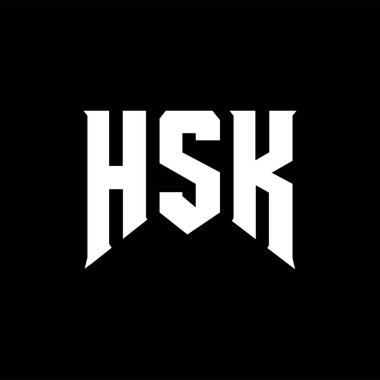 Teknoloji şirketi için HSK mektup logosu tasarımı. HSK logo tasarımı siyah ve beyaz renk kombinasyonu. HSK logosu, HSK vektörü, HSK tasarımı, HSK simgesi, HSK alfabesi. HSK tipografi logosu tasarımı.