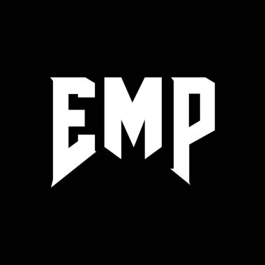 Teknoloji şirketi için EMP mektup logosu tasarımı. EMP logosu siyah ve beyaz renk kombinasyonu tasarladı. EMP logosu, EMP vektörü, EMP tasarımı, EMP simgesi, EMP alfabesi. EMP tipografi logosu tasarımı.
