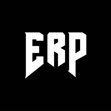 Teknoloji şirketi için ERP mektup logosu tasarımı. ERP logosu siyah ve beyaz renk kombinasyonu tasarladı. ERP logosu, ERP vektörü, ERP dizaynı, ERP simgesi, ERP alfabesi. ERP tipografi logosu tasarımı.