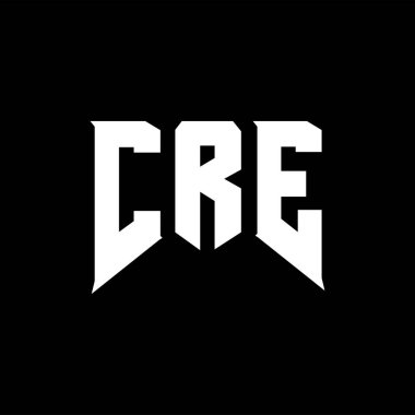 Teknoloji şirketi için CRE mektup logosu tasarımı. CRE logo tasarımı siyah ve beyaz renk kombinasyonu. CRE logosu, CRE vektörü, CRE tasarımı, CRE simgesi, CRE alfabesi. CRE tipografi logosu tasarımı.