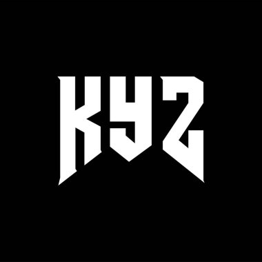 Teknoloji şirketi için KYZ harf logosu tasarımı. KYZ logo tasarımı siyah ve beyaz renk kombinasyonu. KYZ logosu, KYZ vektörü, KYZ tasarımı, KYZ simgesi, KYZ alfabesi. KYZ tipografi logosu tasarımı.