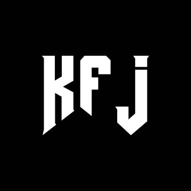 Teknoloji şirketi için KFJ mektup logosu tasarımı. KFJ logo tasarımı siyah ve beyaz renk kombinasyonu. KFJ logosu, KFJ vektörü, KFJ tasarımı, KFJ simgesi, KFJ alfabesi. KFJ tipografi logosu tasarımı.