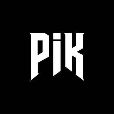Teknoloji şirketi için PIK mektup logosu tasarımı. PIK logo tasarımı siyah ve beyaz renk kombinasyonu. PIK logosu, PIK vektörü, PIK tasarımı, PIK simgesi, PIK alfabesi. PIK tipografi logosu tasarımı.