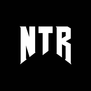 Teknoloji şirketi için NTR mektup logosu tasarımı. NTR logo tasarımı siyah beyaz renk kombinasyonu. NTR logosu, NTR vektörü, NTR tasarımı, NTR simgesi, NTR alfabesi. NTR tipografi logosu tasarımı.