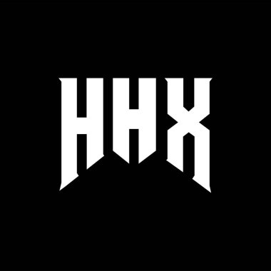 Teknoloji şirketi için HHX harf logosu tasarımı. HHX logo tasarımı siyah ve beyaz renk kombinasyonu. HHX logosu, HHX vektörü, HHX tasarımı, HHX simgesi, HHX alfabesi. HHX tipografi logosu tasarımı.