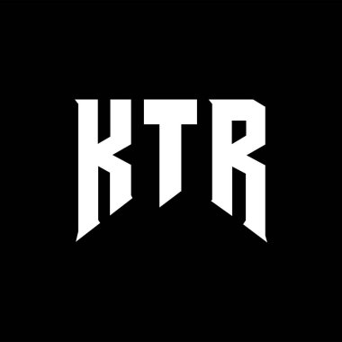 Teknoloji şirketi için KTR harf logosu tasarımı. KTR logo tasarımı siyah ve beyaz renk kombinasyonu. KTR logosu, KTR vektörü, KTR tasarımı, KTR simgesi, KTR alfabesi. KTR tipografi logo tasarımı.