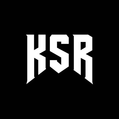 Teknoloji şirketi için KSR harf logosu tasarımı. KSR logo tasarımı siyah ve beyaz renk kombinasyonu. KSR logosu, KSR vektörü, KSR tasarımı, KSR simgesi, KSR alfabesi. KSR tipografi logosu tasarımı.
