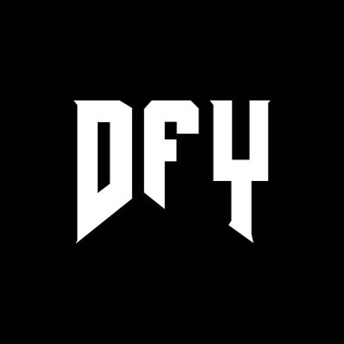 Teknoloji şirketi için DFY mektup logosu tasarımı. DFY logo tasarımı siyah ve beyaz renk kombinasyonu. DFY logosu, DFY vektörü, DFY tasarımı, DFY simgesi, DFY alfabesi. DFY tipografi logosu tasarımı.