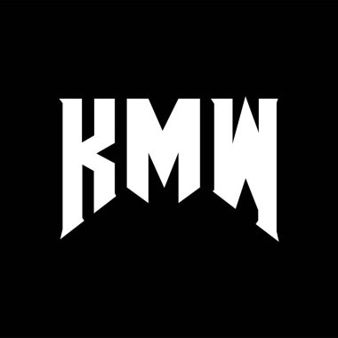 Teknoloji şirketi için KMW harf logosu tasarımı. KMW logo tasarımı siyah ve beyaz renk kombinasyonu. KMW logosu, KMW vektörü, KMW tasarımı, KMW simgesi, KMW alfabesi. KMW tipografi logosu tasarımı.