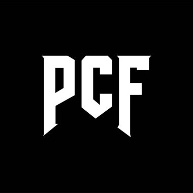 Teknoloji şirketi için PCF mektup logosu tasarımı. PCF logo tasarımı siyah ve beyaz renk kombinasyonu. PCF logosu, PCF vektörü, PCF tasarımı, PCF simgesi, PCF alfabesi. PCF tipografi logosu tasarımı.
