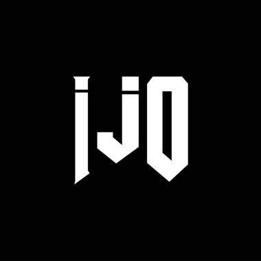 IJO letter logo design for technology company. IJO logo design black and white color combination. IJO logo, IJO vector, IJO design, IJO icon, IJO alphabet. IJO typography logo design. clipart