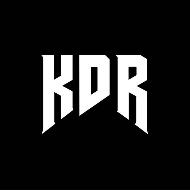 Teknoloji şirketi için KDR mektup logosu tasarımı. KDR logo tasarımı siyah ve beyaz renk kombinasyonu. KDR logosu, KDR vektörü, KDR tasarımı, KDR simgesi, KDR alfabesi. KDR tipografi logosu tasarımı.