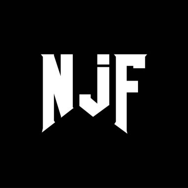 Teknoloji şirketi için NJF mektup logosu tasarımı. NJF logo tasarımı siyah ve beyaz renk kombinasyonu. NJF logosu, NJF vektörü, NJF tasarımı, NJF simgesi, NJF alfabesi. NJF tipografi logosu tasarımı.