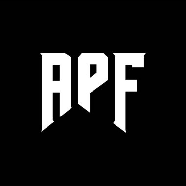 Teknoloji şirketi için APF mektup logosu tasarımı. APF logo tasarımı siyah ve beyaz renk kombinasyonu. APF logosu, APF vektörü, APF tasarımı, APF simgesi, APF alfabesi. APF tipografi logo tasarımı.