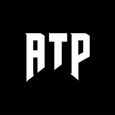 ATP 'nin teknoloji şirketi için logo tasarımı. ATP logo tasarımı siyah ve beyaz renk kombinasyonu. ATP logosu, ATP vektörü, ATP tasarımı, ATP simgesi, ATP alfabesi. ATP tipografi logo tasarımı.