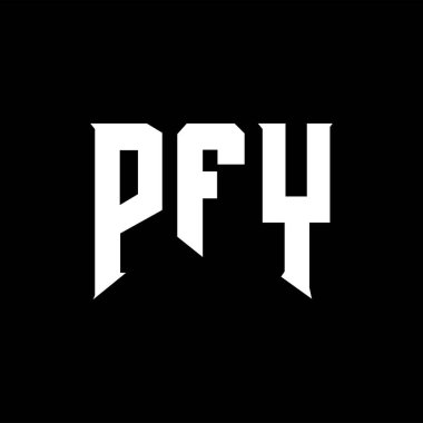 Teknoloji şirketi için PFY mektup logosu tasarımı. PFY logo tasarımı siyah ve beyaz renk kombinasyonu. PFY logosu, PFY vektörü, PFY tasarımı, PFY simgesi, PFY alfabesi. PFY tipografi logosu tasarımı.