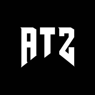 Teknoloji şirketi için ATZ harf logosu tasarımı. ATZ logo tasarımı siyah ve beyaz renk kombinasyonu. ATZ logosu, ATZ vektörü, ATZ tasarımı, ATZ simgesi, ATZ alfabesi. ATZ tipografi logosu tasarımı.