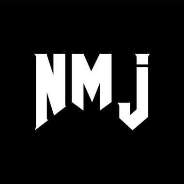 Teknoloji şirketi için NMJ mektup logosu tasarımı. NMJ logo tasarımı siyah ve beyaz renk kombinasyonu. NMJ logosu, NMJ vektörü, NMJ tasarımı, NMJ simgesi, NMJ alfabesi. NMJ tipografi logosu tasarımı.