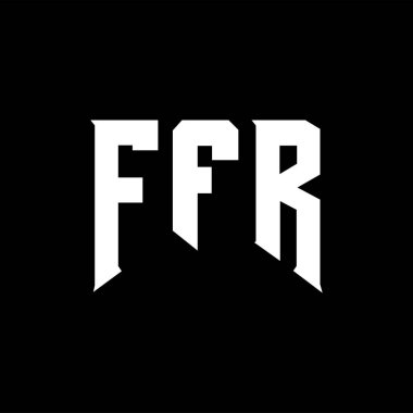 Teknoloji şirketi için FFR harf logosu tasarımı. FFR logo tasarımı siyah ve beyaz renk kombinasyonu. FFR logosu, FFR vektörü, FFR tasarımı, FFR simgesi, FFR alfabesi. FFR tipografi logosu tasarımı.