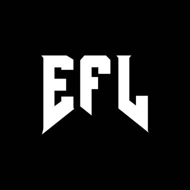 Teknoloji şirketi için EFL mektup logosu tasarımı. EFL logo tasarımı siyah ve beyaz renk kombinasyonu. EFL logosu, EFL vektörü, EFL tasarımı, EFL simgesi, EFL alfabesi. EFL tipografi logosu tasarımı.