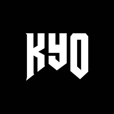 Teknoloji şirketi için KYO harf logosu tasarımı. KYO logo tasarımı siyah ve beyaz renk kombinasyonu. KYO logosu, KYO vektörü, KYO tasarımı, KYO simgesi, KYO alfabesi. KYO tipografi logosu tasarımı.