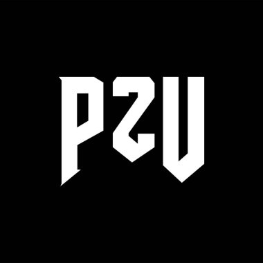 Teknoloji şirketi için PZU mektup logosu tasarımı. PZU logo tasarımı siyah ve beyaz renk kombinasyonu. PZU logosu, PZU vektörü, PZU tasarımı, PZU simgesi, PZU alfabesi. PZU tipografi logosu tasarımı.