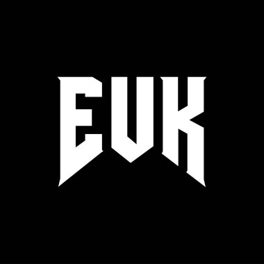 EUK teknoloji şirketi için mektup logosu tasarımı. EUK logosu siyah-beyaz renk kombinasyonu tasarladı. EUK logosu, EUK vektörü, EUK tasarımı, EUK simgesi, EUK alfabesi. EUK tipografi logosu tasarımı.