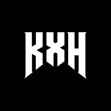 Teknoloji şirketi için KXH harf logosu tasarımı. KXH logo tasarımı siyah ve beyaz renk kombinasyonu. KXH logosu, KXH vektörü, KXH dizaynı, KXH simgesi, KXH alfabesi. KXH tipografi logosu tasarımı.