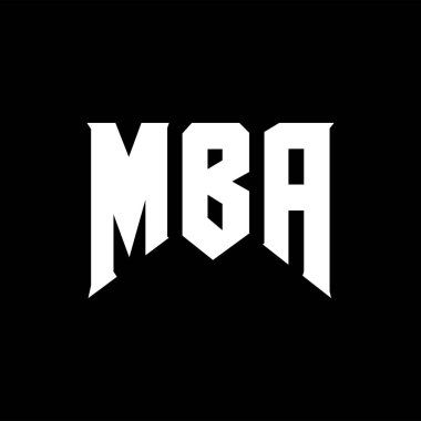 Teknoloji şirketi için MBA harf logosu tasarımı. MBA logo tasarımı siyah-beyaz renk kombinasyonu. MBA logosu, MBA vektörü, MBA tasarımı, MBA simgesi, MBA alfabesi. MBA tipografi logosu tasarımı.