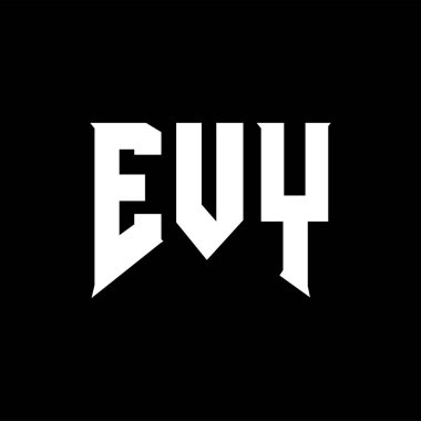 Teknoloji şirketi için EVY mektup logosu tasarımı. EVY logo tasarımı siyah ve beyaz renk kombinasyonu. EVY logosu, EVY vektörü, EVY tasarımı, EVY simgesi, EVY alfabesi. EVY tipografi logosu tasarımı.