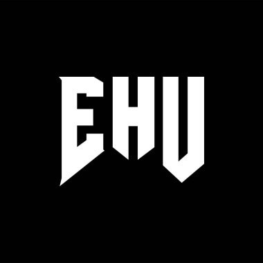Teknoloji şirketi için EHU mektup logosu tasarımı. EHU logosu siyah-beyaz renk kombinasyonu tasarladı. EHU logosu, EHU vektörü, EHU dizaynı, EHU simgesi, EHU alfabesi. EHU tipografi logosu tasarımı.