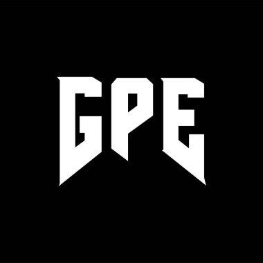 Teknoloji şirketi için GPE harf logosu tasarımı. GPE logo tasarımı siyah ve beyaz renk kombinasyonu. GPE logosu, GPE vektörü, GPE tasarımı, GPE simgesi, GPE alfabesi. GPE tipografi logosu tasarımı.