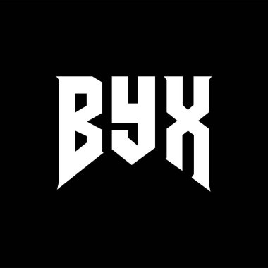 Teknoloji şirketi için BYX mektup logosu tasarımı. BYX logo tasarımı siyah ve beyaz renk kombinasyonu. BYX logosu, BYX vektörü, BYX tasarımı, BYX simgesi, BYX alfabesi. BYX tipografi logosu tasarımı.