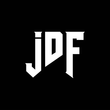 Teknoloji şirketi için JDF mektup logosu tasarımı. JDF logo tasarımı siyah ve beyaz renk kombinasyonu. JDF logosu, JDF vektörü, JDF tasarımı, JDF simgesi, JDF alfabesi. JDF tipografi logosu tasarımı.
