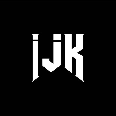 Teknoloji şirketi için IJK mektup logosu tasarımı. IJK logo tasarımı siyah ve beyaz renk kombinasyonu. IJK logosu, IJK vektörü, IJK tasarımı, IJK simgesi, IJK alfabesi. IJK tipografi logosu tasarımı.
