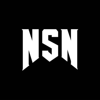 Teknoloji şirketi için NSN harf logosu tasarımı. NSN logo tasarımı siyah ve beyaz renk kombinasyonu. NSN logosu, NSN vektörü, NSN tasarımı, NSN simgesi, NSN alfabesi. NSN tipografi logosu tasarımı.
