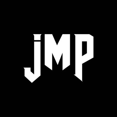 Teknoloji şirketi için JMP harf logosu tasarımı. JMP logosu siyah-beyaz renk kombinasyonu tasarladı. JMP logosu, JMP vektörü, JMP tasarımı, JMP simgesi, JMP alfabesi. JMP tipografi logosu tasarımı.