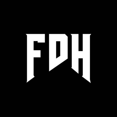 Teknoloji şirketi için FDH mektup logosu tasarımı. FDH logosu siyah ve beyaz renk kombinasyonu tasarladı. FDH logosu, FDH vektörü, FDH tasarımı, FDH simgesi, FDH alfabesi. FDH tipografi logosu tasarımı.
