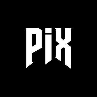 Teknoloji şirketi için PIX harf logosu tasarımı. PIX logo tasarımı siyah ve beyaz renk kombinasyonu. PIX logosu, PIX vektörü, PIX tasarımı, PIX simgesi, PIX alfabesi. PIX tipografi logosu tasarımı.