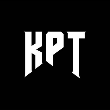 Teknoloji şirketi için KPT harf logosu tasarımı. KPT logo tasarımı siyah ve beyaz renk kombinasyonu. KPT logosu, KPT vektörü, KPT tasarımı, KPT simgesi, KPT alfabesi. KPT tipografi logosu tasarımı.