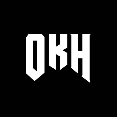 Teknoloji şirketi için OKH mektup logosu tasarımı. OKH logosu siyah ve beyaz renk kombinasyonu tasarladı. OKH logosu, OKH vektörü, OKH dizaynı, OKH simgesi, OKH alfabesi. OKH tipografi logosu tasarımı.