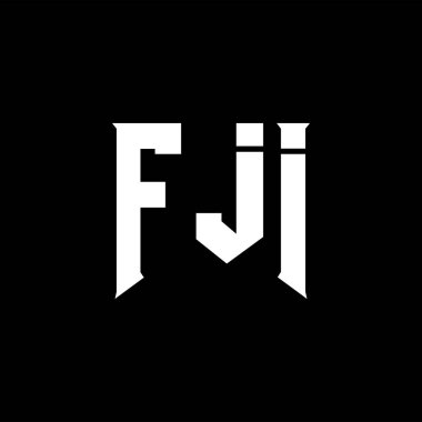 Teknoloji şirketi için FJI mektup logosu tasarımı. FJI logo tasarımı siyah ve beyaz renk kombinasyonu. FJI logosu, FJI vektörü, FJI tasarımı, FJI simgesi, FJI alfabesi. FJI tipografi logosu tasarımı.