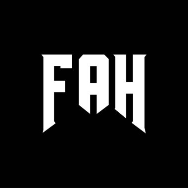Teknoloji şirketi için FAH mektup logosu tasarımı. FAH logo tasarımı siyah ve beyaz renk kombinasyonu. FAH logosu, FAH vektörü, FAH tasarımı, FAH simgesi, FAH alfabesi. FAH tipografi logosu tasarımı.