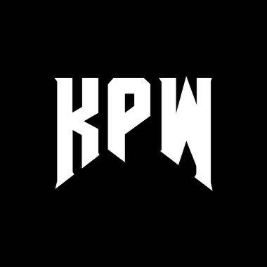 Teknoloji şirketi için KPW harf logosu tasarımı. KPW logo tasarımı siyah ve beyaz renk kombinasyonu. KPW logosu, KPW vektörü, KPW tasarımı, KPW simgesi, KPW alfabesi. KPW tipografi logo tasarımı.