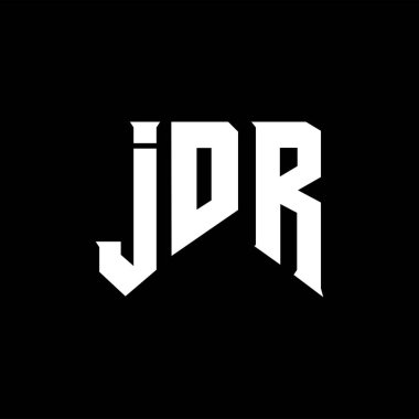 Teknoloji şirketi için JDR mektup logosu tasarımı. JDR logo tasarımı siyah ve beyaz renk kombinasyonu. JDR logosu, JDR vektörü, JDR tasarımı, JDR simgesi, JDR alfabesi. JDR tipografi logosu tasarımı.