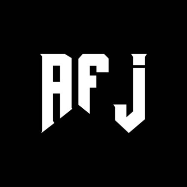 Teknoloji şirketi için AFJ mektup logosu tasarımı. AFJ logo tasarımı siyah ve beyaz renk kombinasyonu. AFJ logosu, AFJ vektörü, AFJ tasarımı, AFJ simgesi, AFJ alfabesi. AFJ tipografi logosu tasarımı.