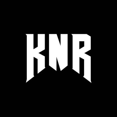 Teknoloji şirketi için KNR harf logosu tasarımı. KNR logo tasarımı siyah ve beyaz renk kombinasyonu. KNR logosu, KNR vektörü, KNR tasarımı, KNR simgesi, KNR alfabesi. KNR tipografi logosu tasarımı.