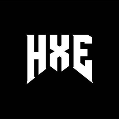 Teknoloji şirketi için HXE harf logosu tasarımı. HXE logo tasarımı siyah ve beyaz renk kombinasyonu. HXE logosu, HXE vektörü, HXE tasarımı, HXE simgesi, HXE alfabesi. HXE tipografi logosu tasarımı.