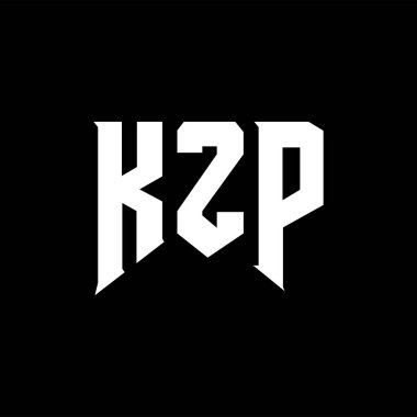 Teknoloji şirketi için KZP harf logosu tasarımı. KZP logo tasarımı siyah ve beyaz renk kombinasyonu. KZP logosu, KZP vektörü, KZP tasarımı, KZP simgesi, KZP alfabesi. KZP tipografi logosu tasarımı.